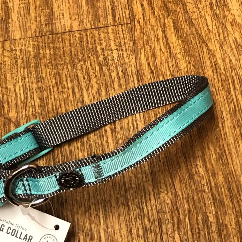 Martha Stewart Gray and Blue Adjustable Nylon Buckle Dog Collar Size 14
